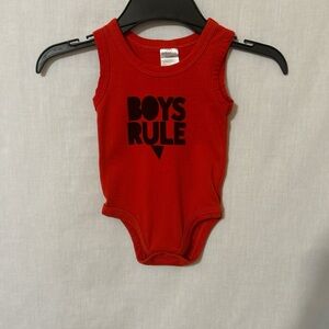 Red Boys Rule Sleeveless Onesie